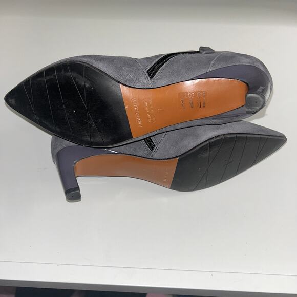 Aquatalia Gray Suede Ankle Boots – Pointed Toe, Leather Lined, Size 7, Italy - Picture 5 of 6